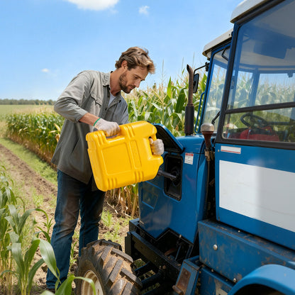 Fuel Container, 19 L, Gas Tank with Spout & Clear Scale, 15 L/min Max Flow Rate, Secure & Leak-proof, Portable Flat Fluid Container for Most Cars Motorcycle SUV ATV UTV, Yellow, 1 Pack