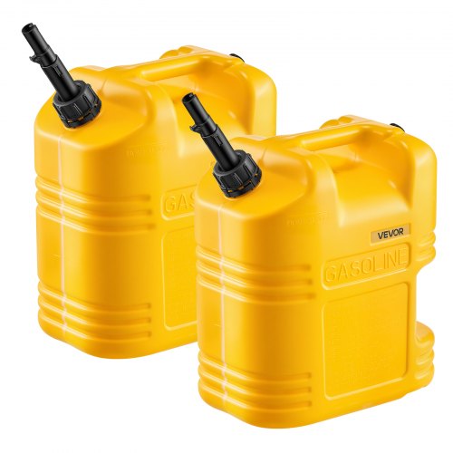 Fuel Container, 19 L, Gas Tank with Spout & Clear Scale, 15 L/min Max Flow Rate, Secure & Leak-proof, Portable Flat Fluid Container for Most Cars Motorcycle SUV ATV UTV, Yellow, 2 Packs