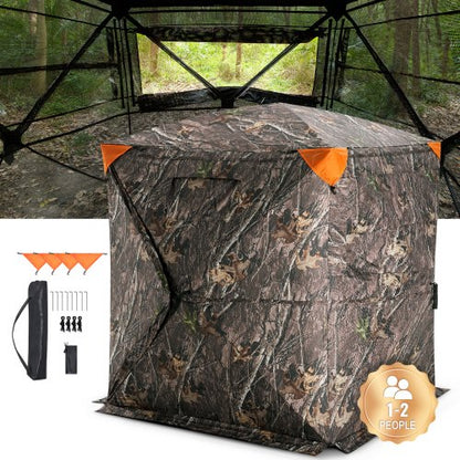 Hunting Blind 270° See Through Ground Blind One-Way Mesh for 1-2 Person