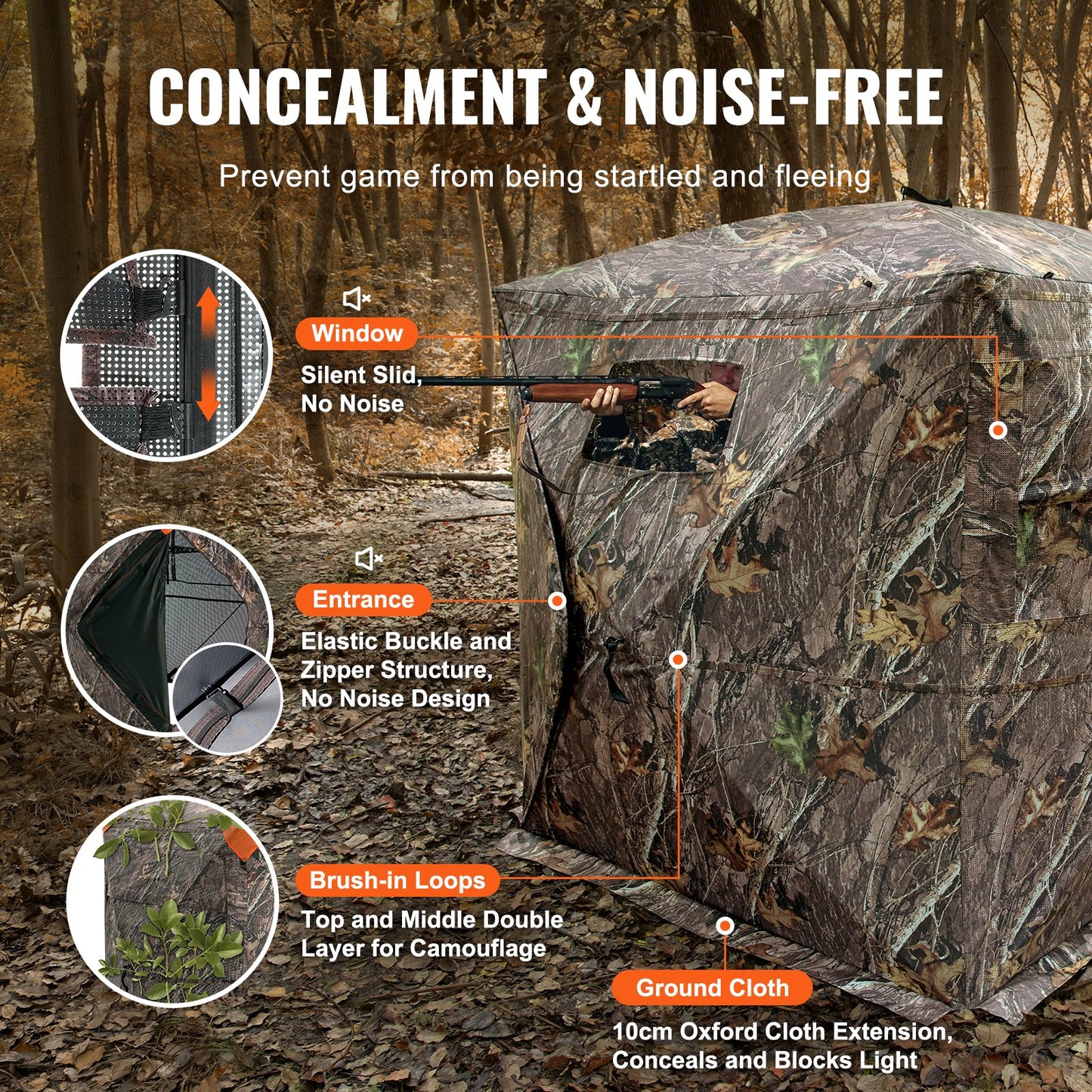 Hunting Blind 270° See Through Ground Blind One-Way Mesh for 2-3 Person