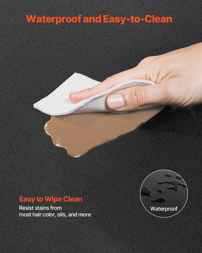 Salongsmatta för hårstylist, 1520 x 910 mm halvcirkelformad salongsstolsmatta, 13 mm förtjockad anti-trötthetsmatta för frisörer med runda utskärningar, lättrengjord PVC-yta och snubbelsäkra, avfasade kanter