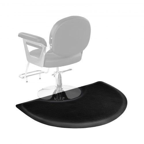 Salon Mat for Hair Stylist, 1220 x 905 mm Semi-circle Salon Chair Mat, 13mm Thickened Anti Fatigue Barber Shop Floor Mat with Round Cut Out, Easy-to-Clean PVC Surface & Anti-Trip Beveled Edges