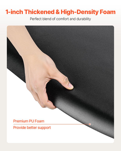 Salongsmatta för hårstylist, 1220 x 930 mm halvcirkelformad salongsstolsmatta, 25 mm förtjockad anti-trötthetsmatta för frisörer med runda utskärningar, lättrengjord PVC-yta och snubbelsäkra, avfasade kanter