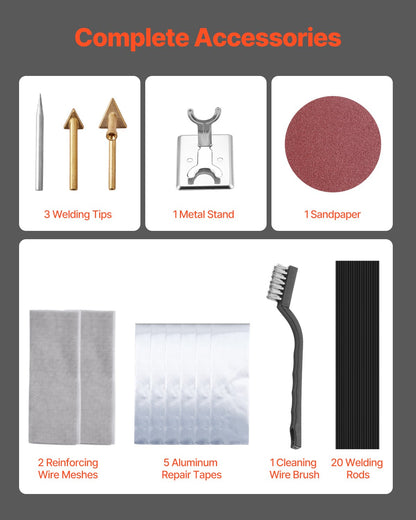 Plastsvetssats, 60W/100W dubbelkraftslödkolv för plastsvetsning med 3 svetsspetsar och 20 svetstrådar, professionellt svetsverktyg för plastreparation för bilstötfångare, kajaker, leksaker, elektronik