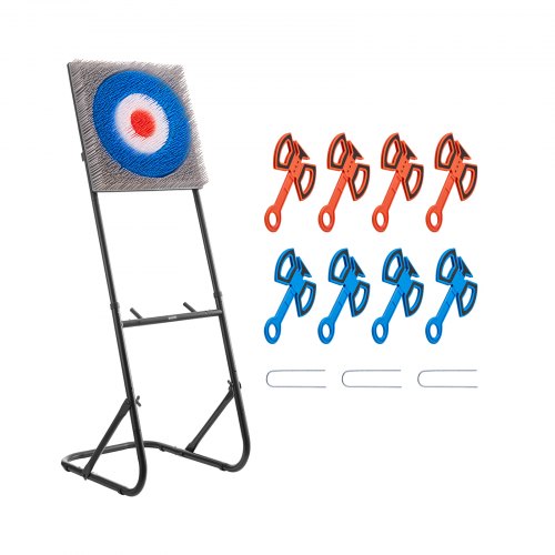Axe Throwing Game, Plastic Bristle Target with 8 Throwing Axes Set, Foldable Steel Frame, Easy to Store, Stable Placement for Indoor and Outdoor, Backyard, Yard and Carnival Games, Adults Kids
