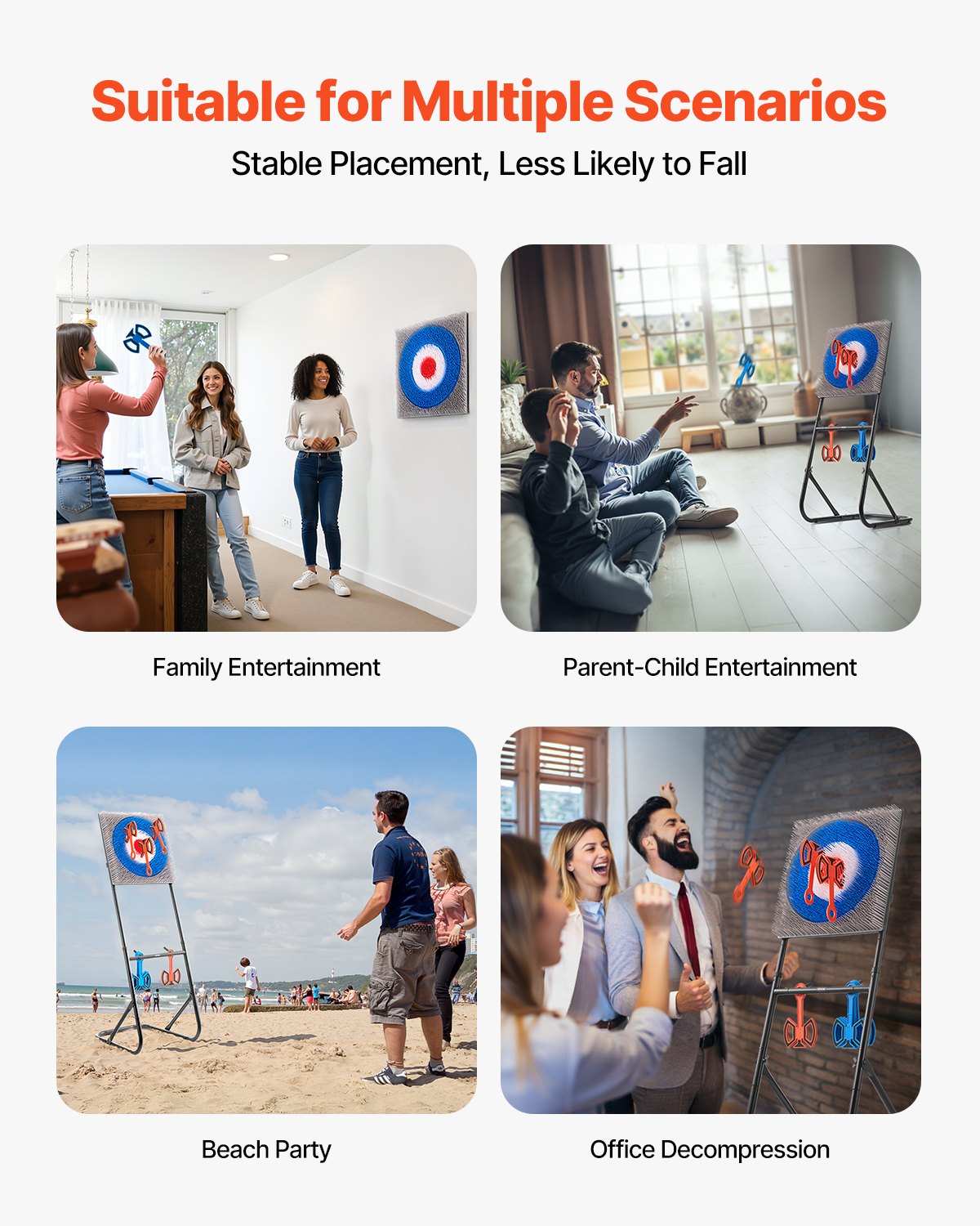 Axe Throwing Game, Plastic Bristle Target with 8 Throwing Axes Set, Foldable Steel Frame, Easy to Store, Stable Placement for Indoor and Outdoor, Backyard, Yard and Carnival Games, Adults Kids