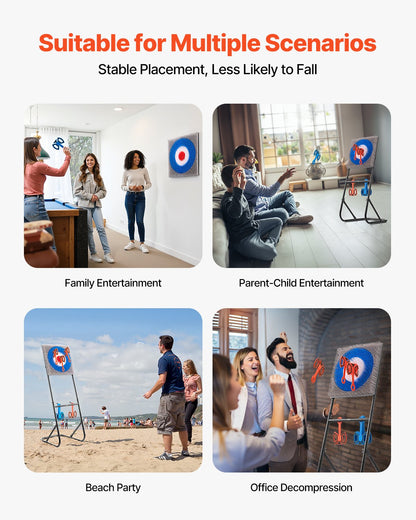 Axe Throwing Game, Plastic Bristle Target with 8 Throwing Axes Set, Foldable Steel Frame, Easy to Store, Stable Placement for Indoor and Outdoor, Backyard, Yard and Carnival Games, Adults Kids