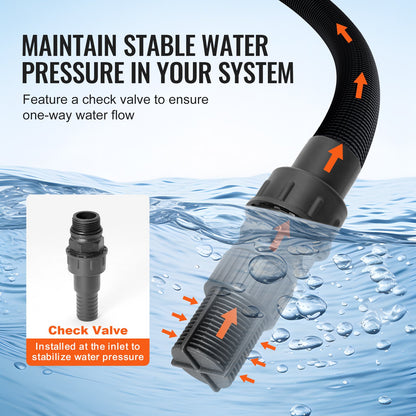 745 W(1 HP) Shallow Well Pump with Pressure Tank, 63 L/min(1000 GPH), Automatic Irrigation Water Booster Pump with 50 m(164 ft) Lift 1.4/2.8 bar(20/40 PSI) Pressure Switch, Thermoplastic Pump Head for Home Garden Lawn