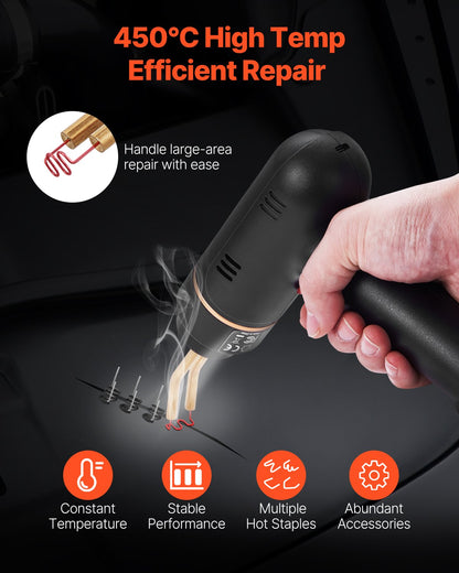 Cordless Plastic Welder, 120W Plastic Welding Gun with 400PCS 4 Types Hot Staples, Rechargeable Hot Staple Welding Gun, Plastic Car Bumper Repair Kit for Kayak, Toys, Plastic Crack Repair