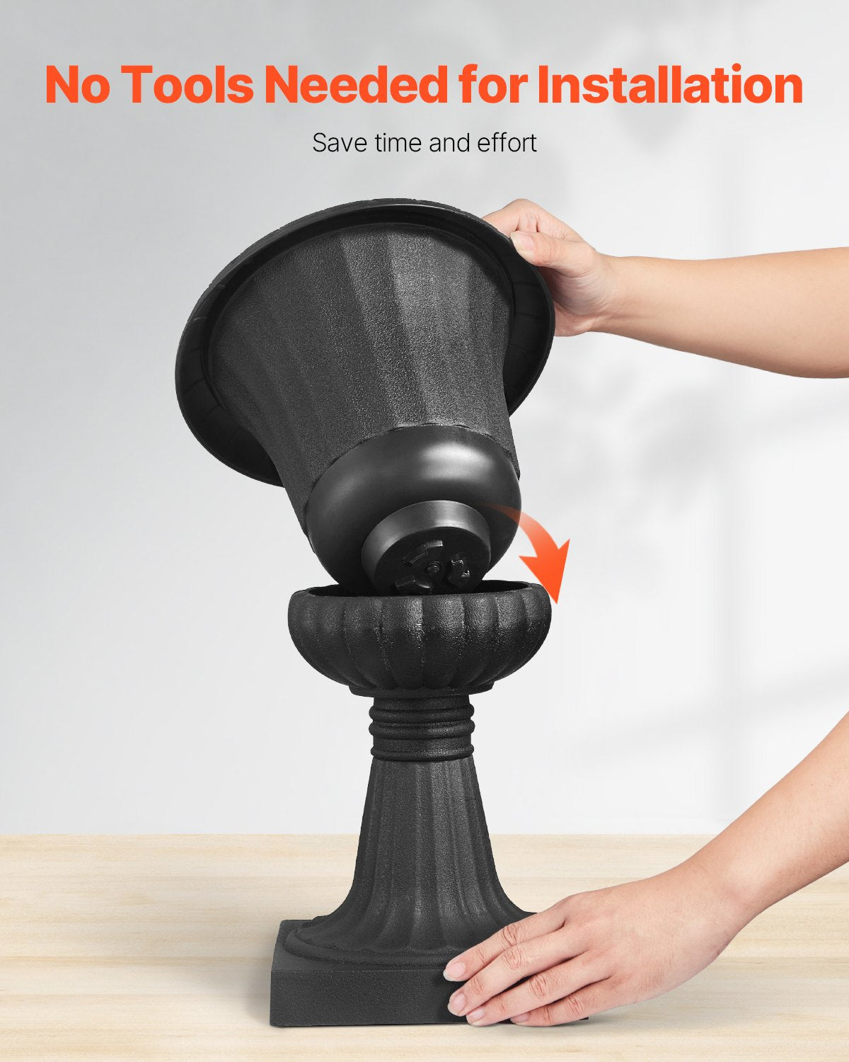 Plasturnplanter, 25 x 42 cm, 2-pack svarta klassiska blomkrukor för veranda, inomhus- och utomhusvas för bröllop, fest, evenemang, hem, scen, trädgård, balkong, uteplatsdekoration