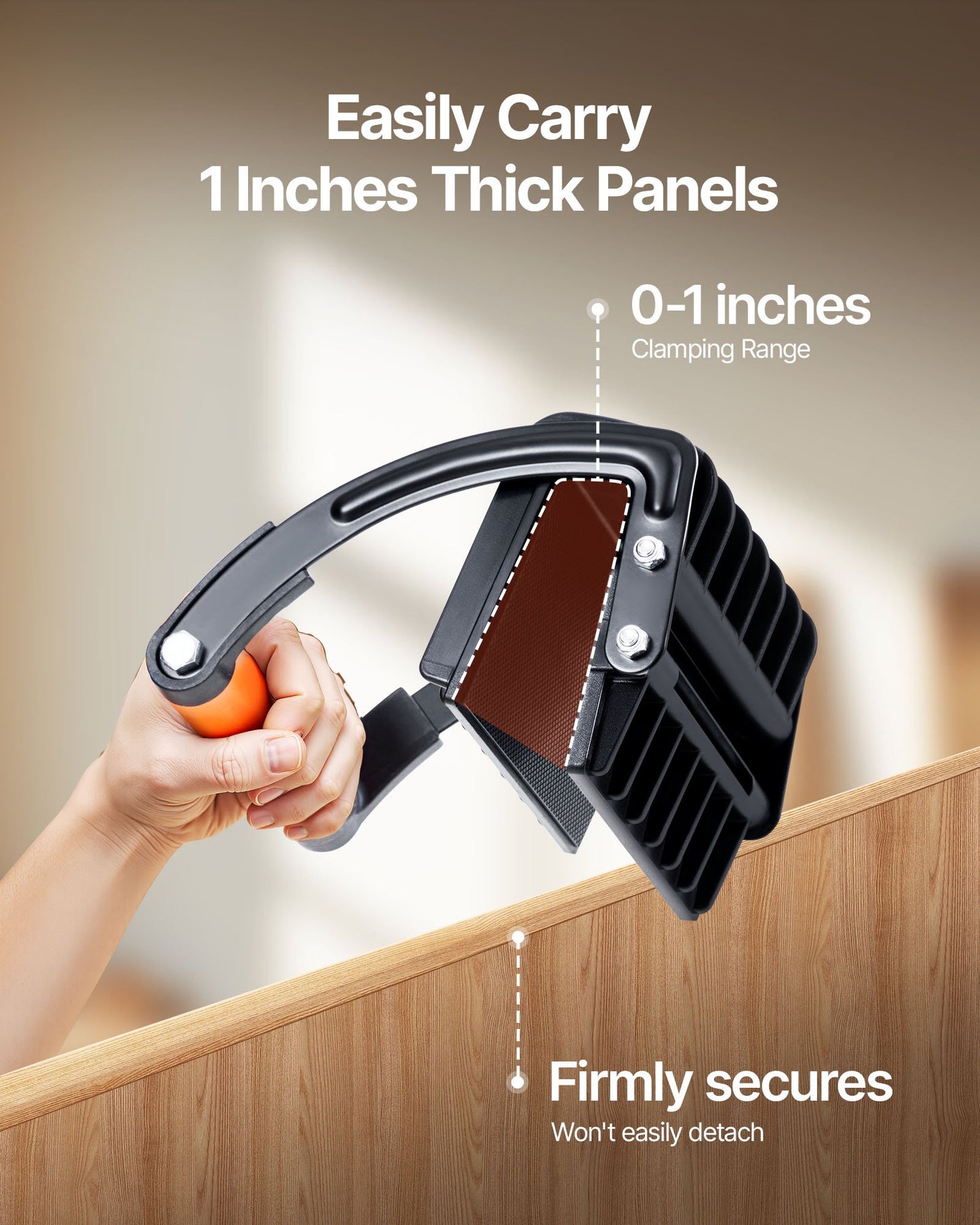 Plywood Carrier, 90.7 kg Single lamp Capacity, Adjustable Drywall Carrying Tool for 0-25.4 mm Thickness Boards, Plywood Carrier with Non-Slip Grips for Plastic Boards, Plywood, Drywall