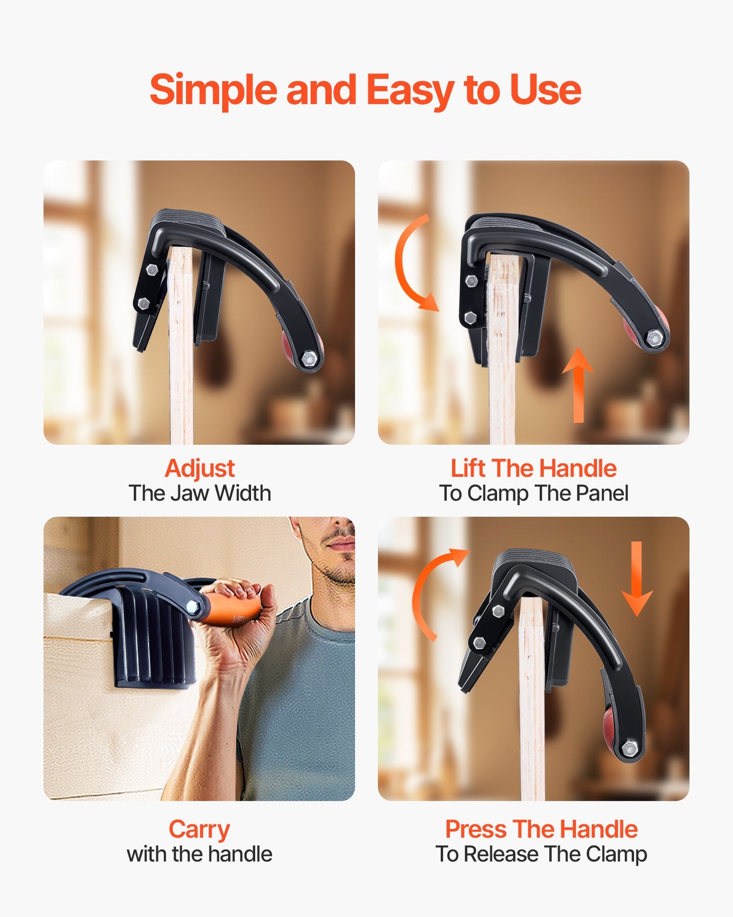 Plywood Carrier, 90.7 kg Single lamp Capacity, Adjustable Drywall Carrying Tool for 0-25.4 mm Thickness Boards, Plywood Carrier with Non-Slip Grips for Plastic Boards, Plywood, Drywall