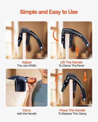 Plywood Carrier, 90.7 kg Single lamp Capacity, Adjustable Drywall Carrying Tool for 0-25.4 mm Thickness Boards, Plywood Carrier with Non-Slip Grips for Plastic Boards, Plywood, Drywall