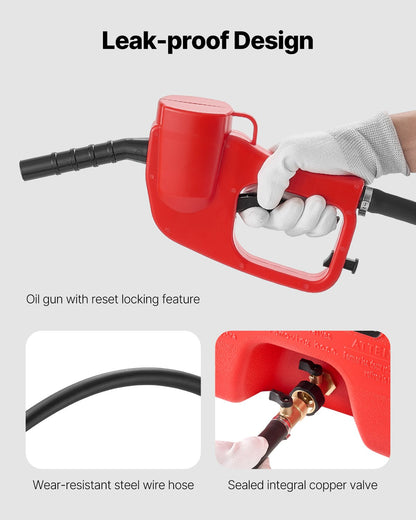 Bränslebehållare, 15 gallon, bärbar bränsletank med gravitations- och handpumplägen, bränsletankbehållare med hjul, 10 fots pumpslang och manuell pump, bensinbehållare för motorbåtar, fyrhjulingar, bensin och diesel