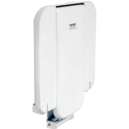 Folding ABS Shower Seat, 15.7'' x 16.7'' Unfolded, Wall Mounted Fold Up Shower Bench with 440 lbs Load Capacity, Space Saving Fold Down Shower Chair for Seniors Pregnant Women Children Adults