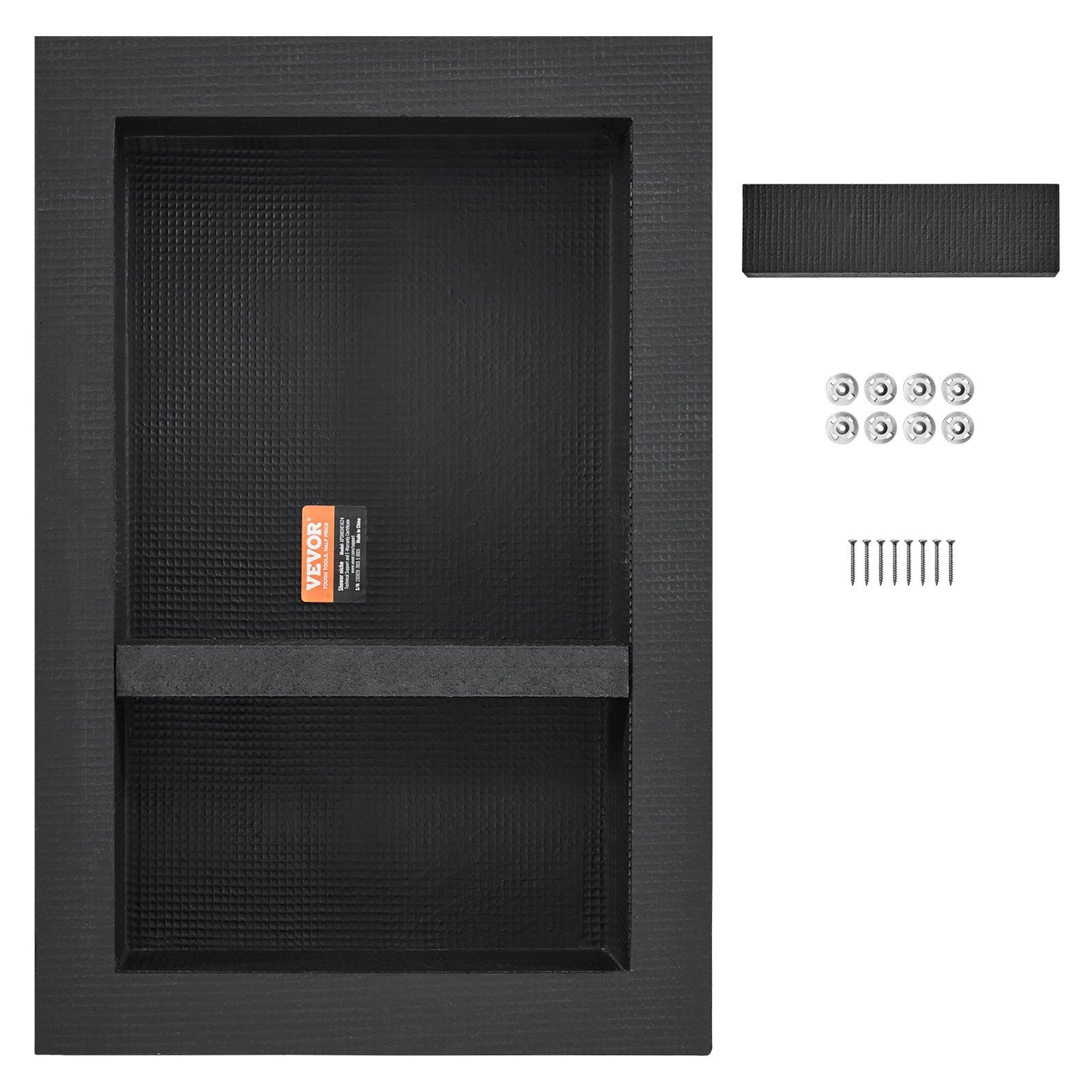 Shower Niche Ready for Tile 40.64 x 60.96 cm, Double Shelf Organizer, Square Corners Wall-inserted Niche Recessed, Sealed Protection Modern Soap Storage Niche for Shower Bathroom, Black