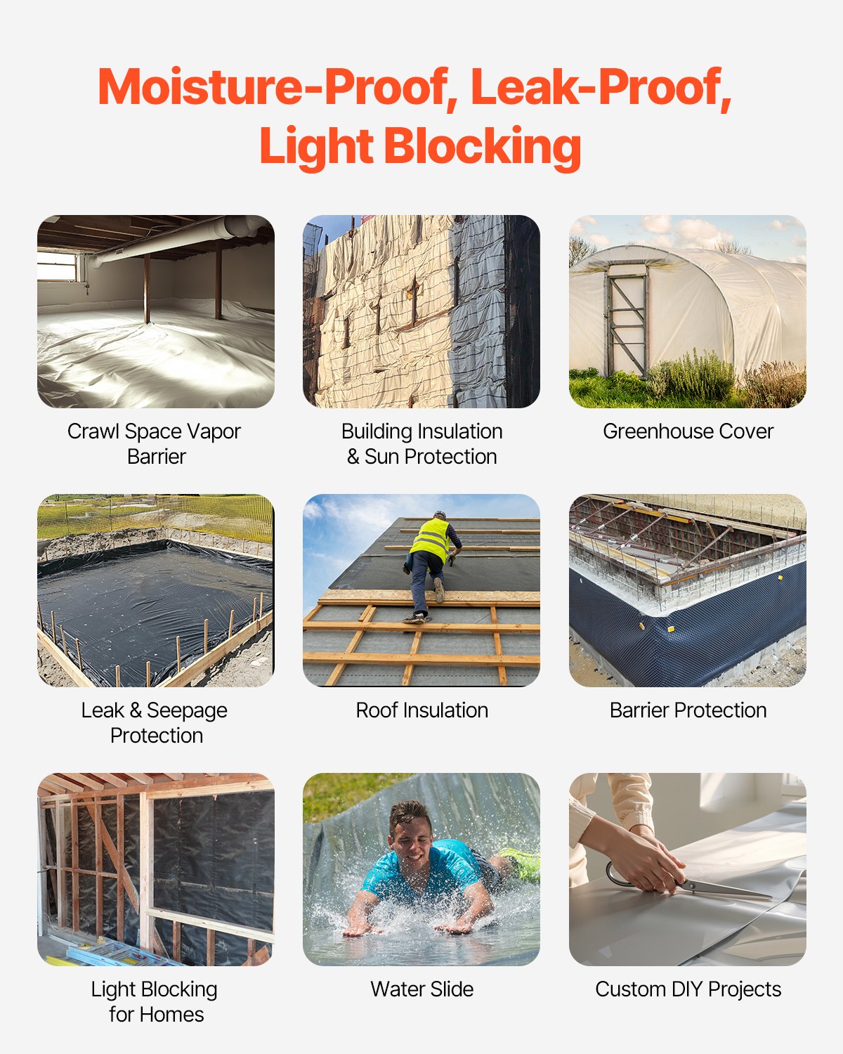 8Mil Plastic Sheeting, 6.5 x 164 FT Crawl Space Vapor Barrier, Heavy Duty Garden Polyethylene Sheeting Roll, Multi-Purpose Construction Plastic, Painters Tarp for Farm Plastic Supply Grey