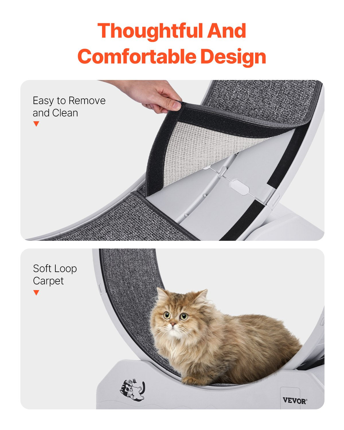 Kattträningshjul, 31,5 tum, stort kattlöphjul med säker broms och mattad bana, tystgående kattlöpband, inomhuskattträningshjul för husdjur, viktminskning och hälsa, vit