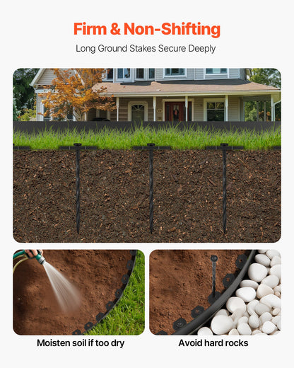 Landscape Edging, 3000 x 4 cm Plastic Garden Border Edging with 120 Spikes, No Dig, Flexible Lawn Edgings Roll, UV-Resistant Mini Fence Borders Pathway Edgings for Flower Beds Yard Paver
