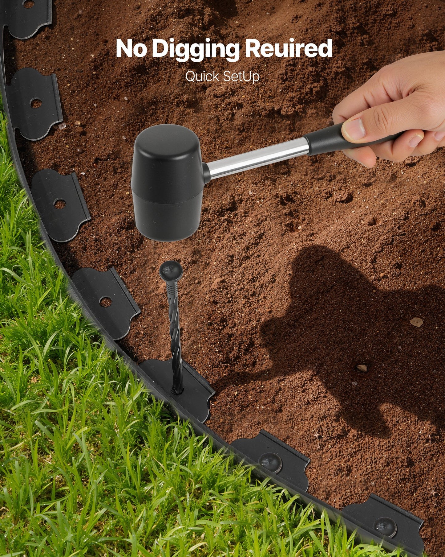 Landscape Edging, 600 x 5 cm Plastic Garden Border Edging with 120 Spikes, No Dig, Flexible Lawn Edgings Roll, UV-Resistant Mini Fence Borders Pathway Edgings for Flower Beds Yard Paver