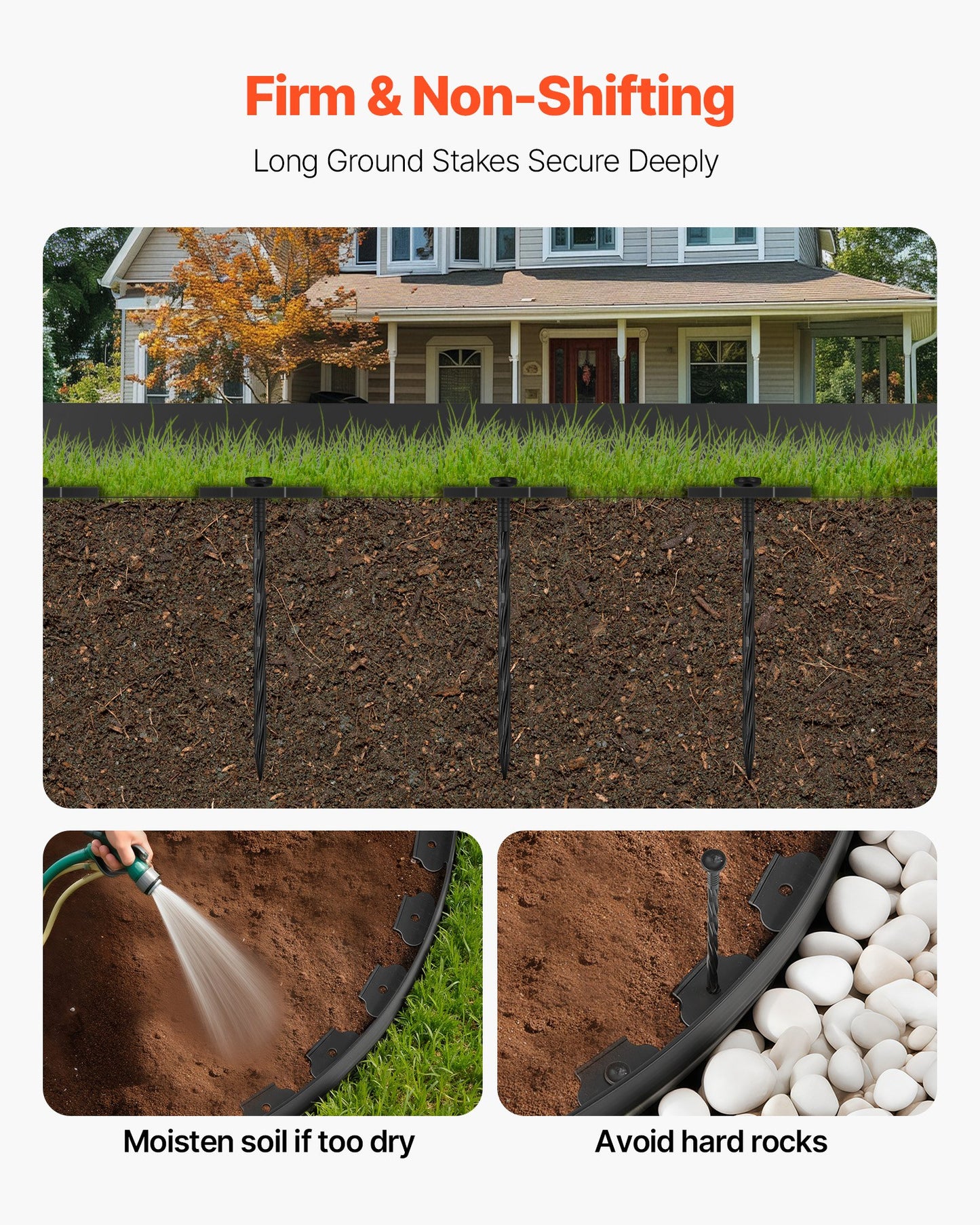 Landscape Edging, 600 x 5 cm Plastic Garden Border Edging with 120 Spikes, No Dig, Flexible Lawn Edgings Roll, UV-Resistant Mini Fence Borders Pathway Edgings for Flower Beds Yard Paver