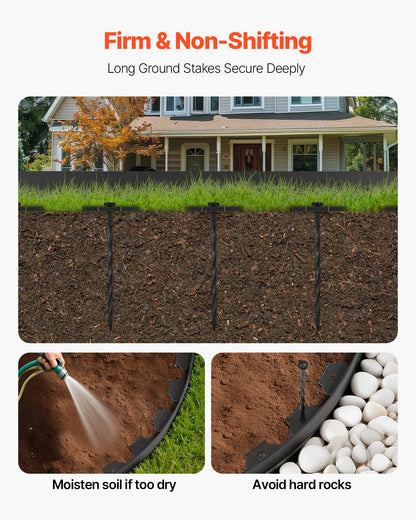 Landscape Edging, 600 x 5 cm Plastic Garden Border Edging with 120 Spikes, No Dig, Flexible Lawn Edgings Roll, UV-Resistant Mini Fence Borders Pathway Edgings for Flower Beds Yard Paver