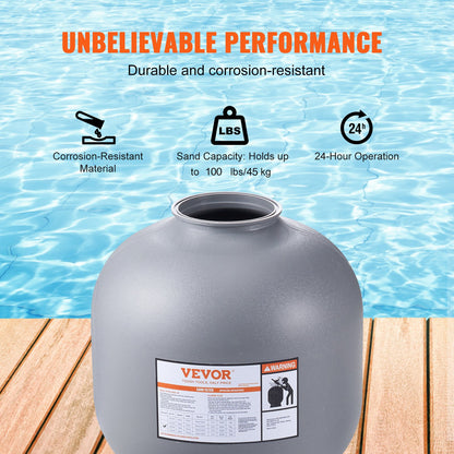 Sand Filter, 22-inch, Up to 55 GPM Flow Rate, Above Inground Swimming Pool Sand Filter System with 7-Way Multi-Port Valve, Filter, Backwash, Rinse, Recirculate, Waste, Winter, Closed Functions