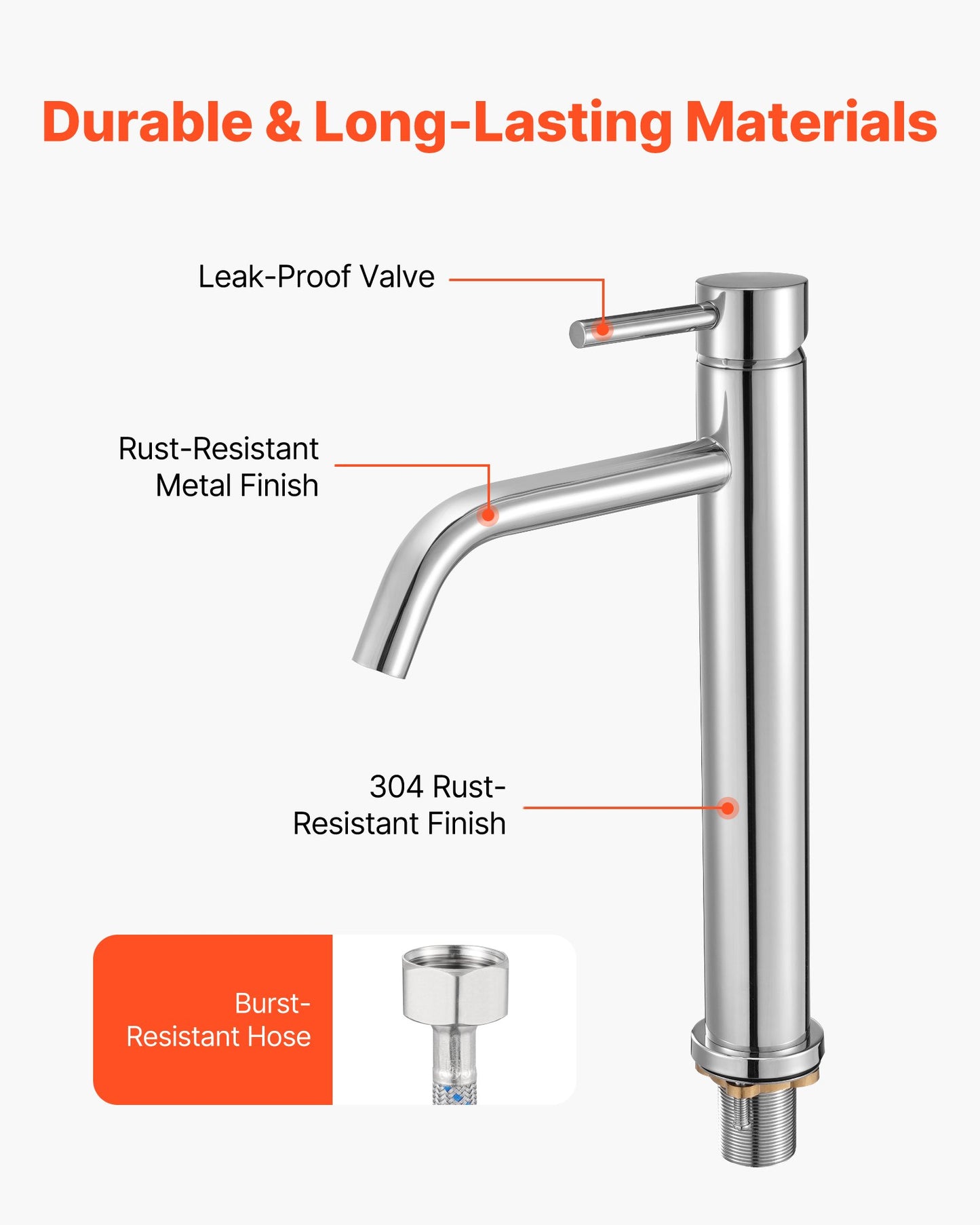 Single Handle Sink Faucet, Chrome-Plated Silver Faucet Kitchen Sink, 1 or 3 Hole Kitchen Water Faucets with Push-Button Drain, Suitable for Bathroom, RV, Bar, Public Restroom, High Arc Faucet