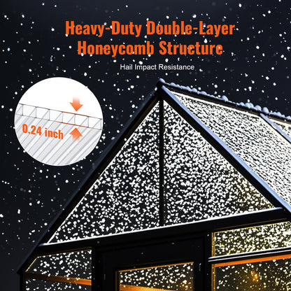 15 Pack Polycarbonate Greenhouse Panels, 2' X 4' X 0.24'' Roof Panels Sheets, Waterproof UV Protected Corrugated Plastic Roofing, Impact Resistance Clear Roofing Sheets for Greenhouse/Garden