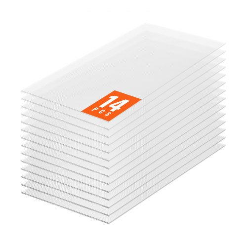 14-pack polykarbonat växthuspaneler, 2' x 4' x 0,32'' takpaneler, vattentät UV-skyddad korrugerad plasttakläggning, slagtålig genomskinlig takplåt för växthus/trädgård