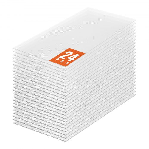 24 Pack Polycarbonate Greenhouse Panels, 2' X 4' X 0.16'' Roof Panels Sheets, Waterproof UV Protected Corrugated Plastic Roofing, Impact Resistance Clear Roofing Sheets for Greenhouse/Garden