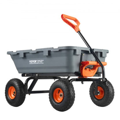Poly Garden Dump Cart Heavy-duty Yard Carts and Wagons 800 lbs/363.6 kg 10"/25.4 cm Tires