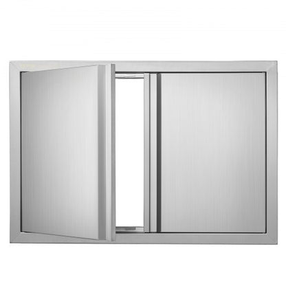 BBQ Access Door, 710x482 mm Double Outdoor Kitchen Door, Stainless Steel Flush Mount Door, Wall Vertical Door with Recessed Handles , for BBQ Island, Grilling Station, Outside Cabinet