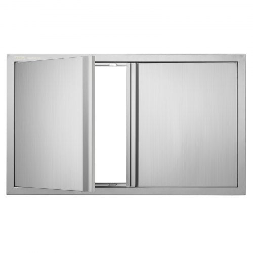 BBQ Access Door, 914x534 mm Double Outdoor Kitchen Door, Stainless Steel Flush Mount Door, Wall Vertical Door with Recessed Handles , for BBQ Island, Grilling Station, Outside Cabinet