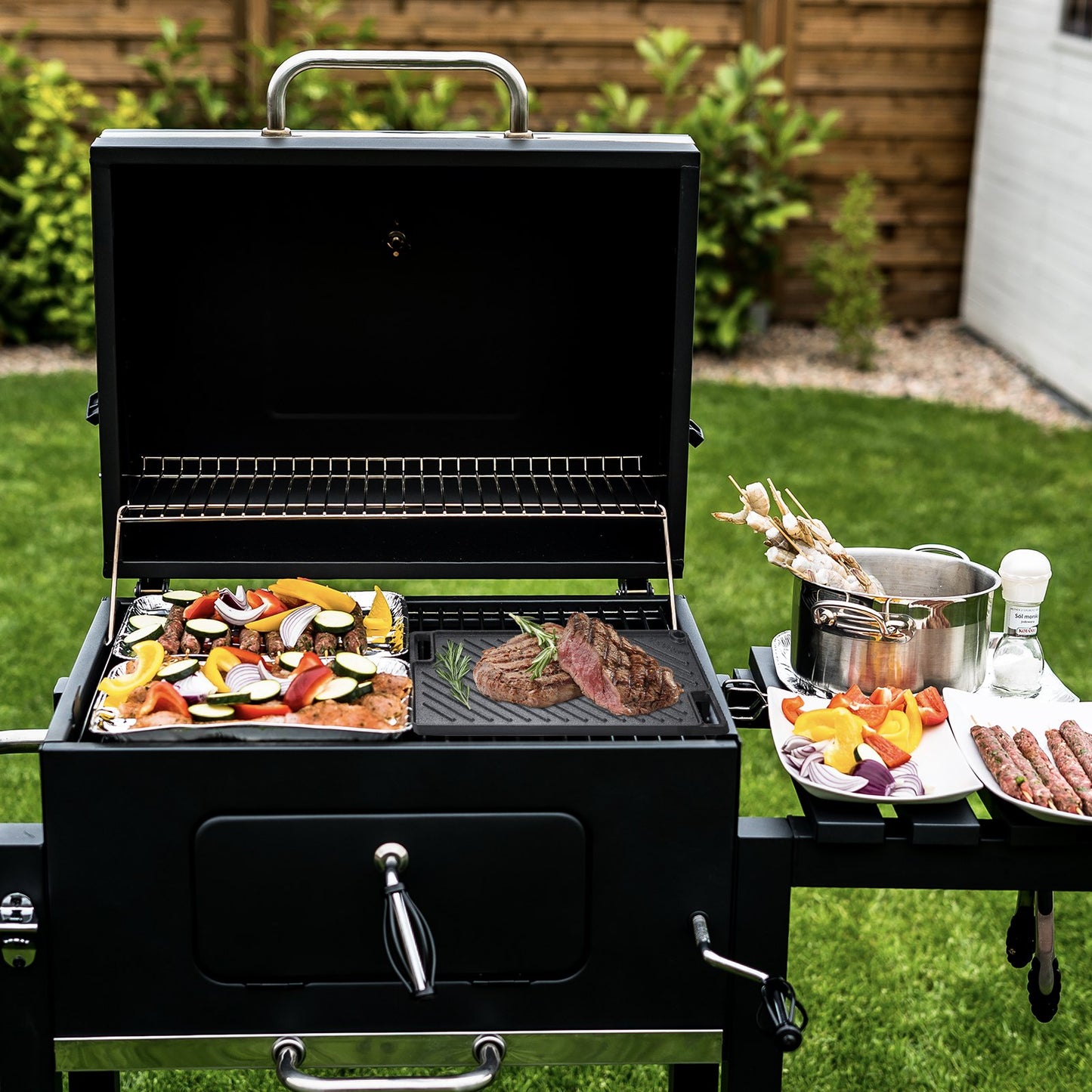 Reversible Grill/Griddle, 9.7"x16.7" Pre-Seasoned Cast Iron Griddle, Rectangular Double Burner Griddle Pan, Non-Stick Family Pan Cookware with Handles, Flat Top Plate for BBQ, Gas Grill, Black
