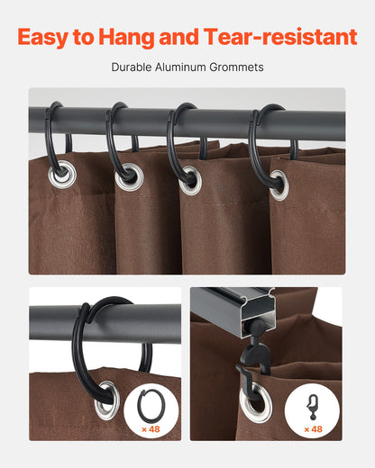 Gazebo Curtains Outdoor, Fit Most 10' x 10' x 6.9' Gazebos, 4-Panel Sidewall Gazebo Privacy Curtains with Zippers, Outdoor Curtain Replacement for Patio Canopy, Only Curtain, Coffee