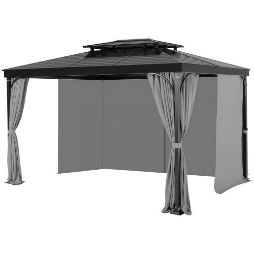 Gazebo Curtains Outdoor, Fit Most 10' x 10' x 6.9' Gazebos, 4-Panel Sidewall Gazebo Privacy Curtains with Zippers, Outdoor Curtain Replacement for Patio Canopy, Only Curtain, Gray