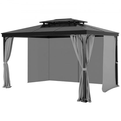 Gazebo Curtains Outdoor, Fit Most 10' x 10' x 6.9' Gazebos, 4-Panel Sidewall Gazebo Privacy Curtains with Zippers, Outdoor Curtain Replacement for Patio Canopy, Only Curtain, Gray