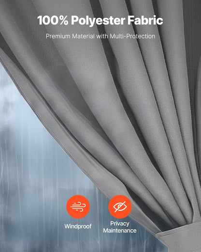 Gazebo Curtains Outdoor, 12' x 10' x 6.7' Gazebos, 4-Panel Sidewall Gazebo Privacy Curtains with Zippers, Outdoor Curtain Replacement for Patio Canopy, Only Curtain, Gray