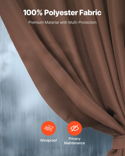 Paviljonggardiner för utomhusbruk, 3,6 x 3,6 x 1,8 m paviljonger, 4-panelers sidoväggar för paviljonger med dragkedjor, ersättning för utomhusgardin för uteplatstak, endast gardin, kaffe