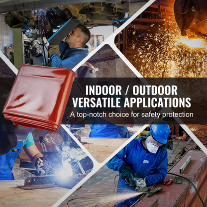 Welding Screen with Frame, 1.8 x 1.8 m 3 Panel Welding Curtain Screens, Flame-Resistant Vinyl Welding Protection Screen on 12 Swivel Wheels (6 Lockable), Moveable & Professional for Workshop, Red