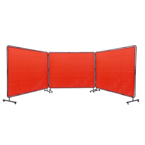 Svetsskärm med ram, 1,8 x 2,4 m 3-panels svetsgardinskärmar, flamskyddad svetsskyddsskärm i vinyl på 12 svängbara hjul (6 låsbara), flyttbar och professionell för verkstad, röd