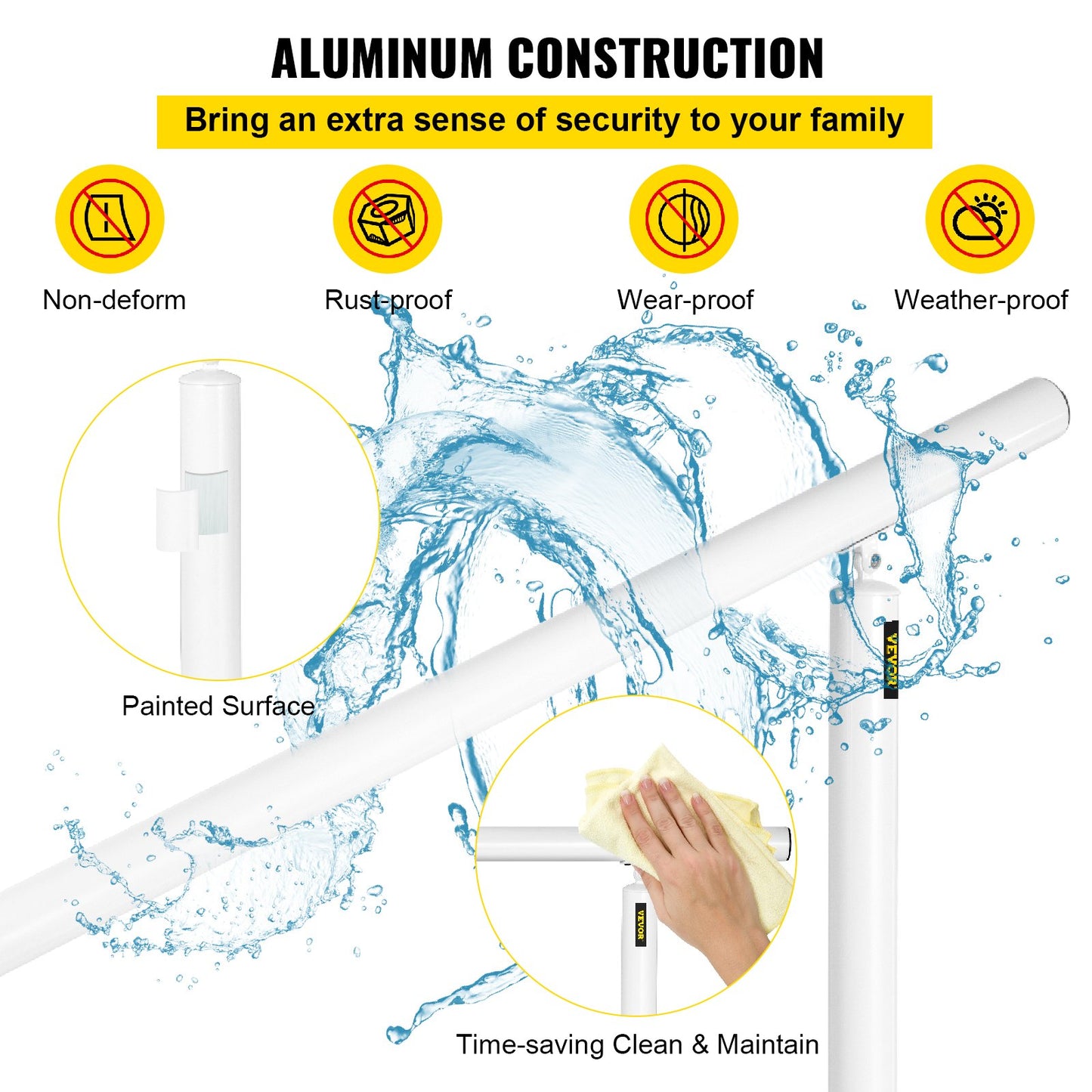 Trappräckessats, 152,4 cm ledstänger för utomhusbruk 0-5 steg, justerbar vinkel vit aluminiumtrappledstänger, inomhus- och utomhustrappor för äldre