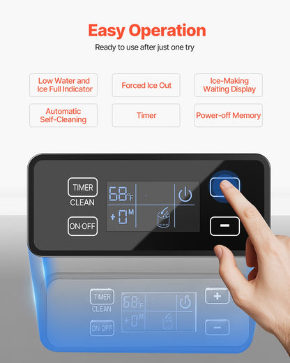 Inbyggd ismaskin för underbänkskiva, ismaskin för underbänkskiva, 80 lbs/dag, med vändbar dörr i rostfritt stål, fristående ismaskin för kommersiellt hemkök, elektrisk avlopp
