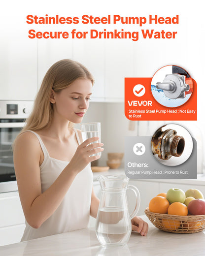 Hot Water Recirculating Pump, 38 LPM, Instant Circulation Circulator Pump System, 3-Speed Control, 100W, AC 220-240V, G3/4 in to G1/2 in Adapter, Stainless Steel Head, for Water Heater System