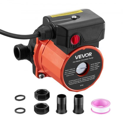 Hot Water Recirculating Pump, 38 LPM, Instant Circulation Circulator Pump System, 3-Speed Control, 100W, AC 220-240V, G3/4 in to G1/2 in Adapter, Cast Iron Head, for Water Heater System