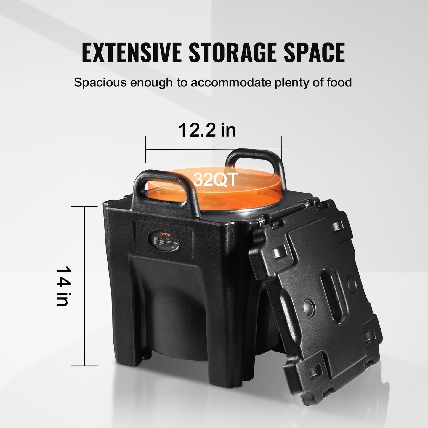 Insulated Food Carrier, 32Qt Capacity, Stackable Catering Hot Box with Stainless Steel Barrel, Top Load LLDPE Food Warmer with Integral Handles Buckles Stationary Base, for Restaurant Canteen, B