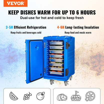 Isolerad matlåda, 127 qt värmelåda för catering, matlåda med dubbla spännen, frontmatad matvärmare med handtag, ändmatare med hjul för restaurang, kantin