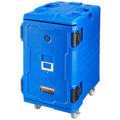 Isolerad matlåda, 127 qt värmelåda för catering, matlåda med dubbla spännen, frontmatad matvärmare med handtag, ändmatare med hjul för restaurang, kantin