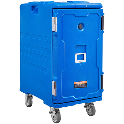 Isolerad matlåda, 127 qt värmelåda för catering, matlåda med dubbla spännen, frontmatad matvärmare med handtag, ändmatare med hjul för restaurang, kantin